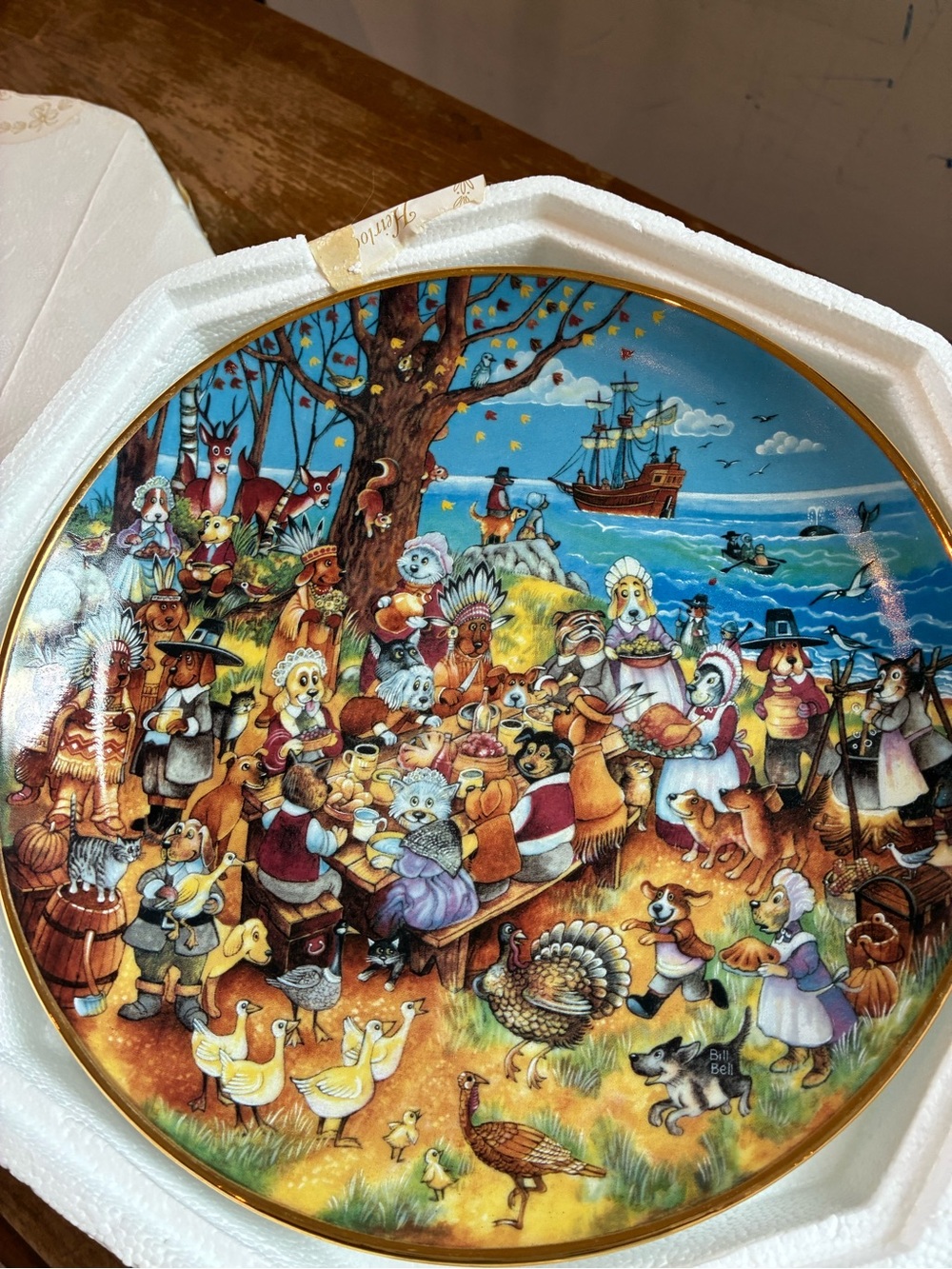 Franklin Mint Heirloom Limited Edition “Paws For Thanks” Collector Plate